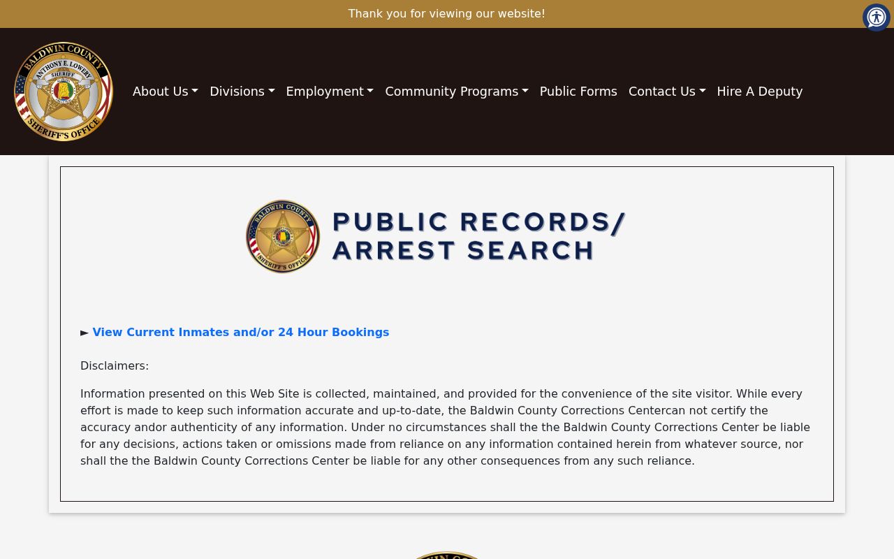 Baldwin County arrest records sheriff arrest search for court charges