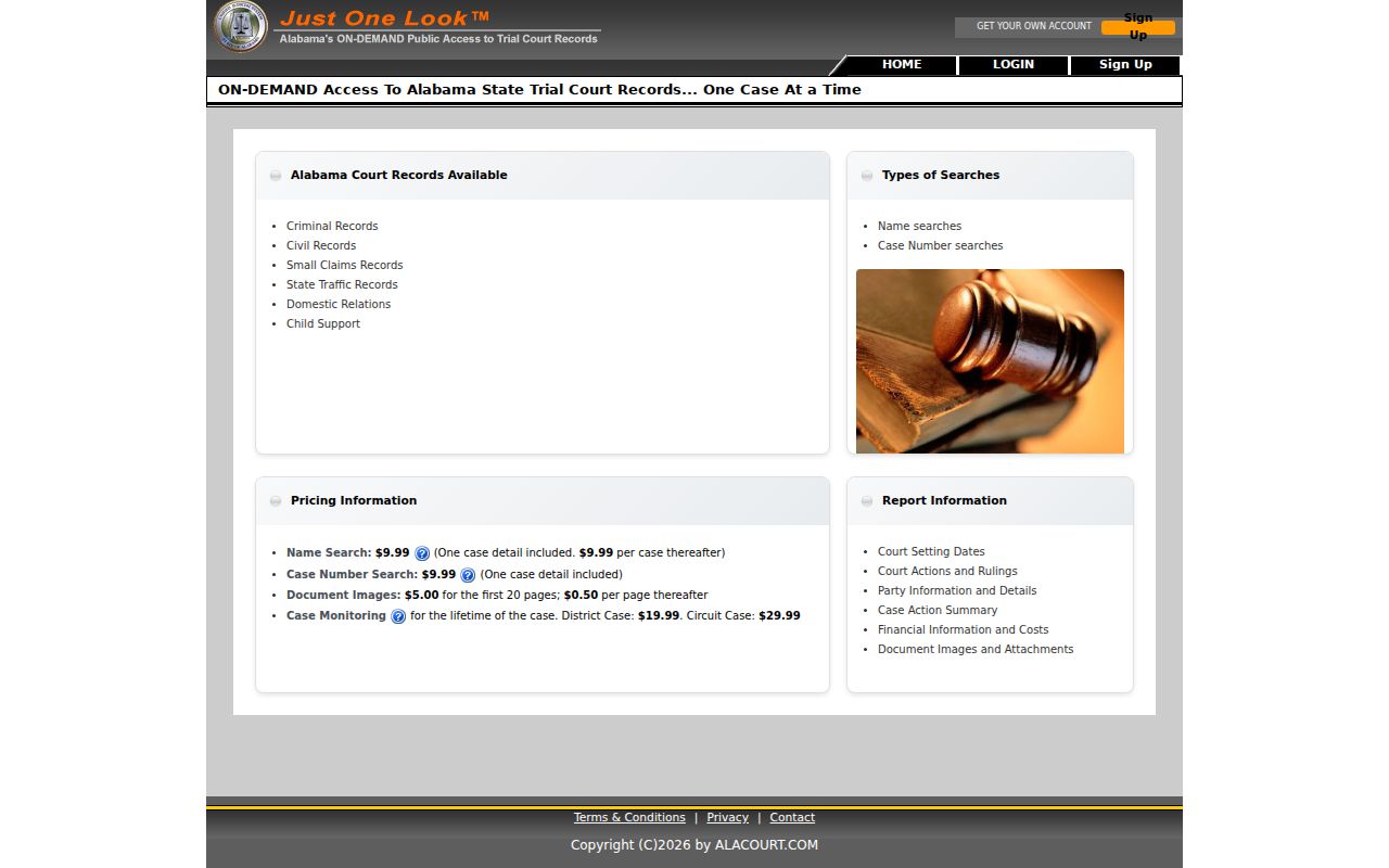 Baldwin County court records Alacourt ACCESS search page