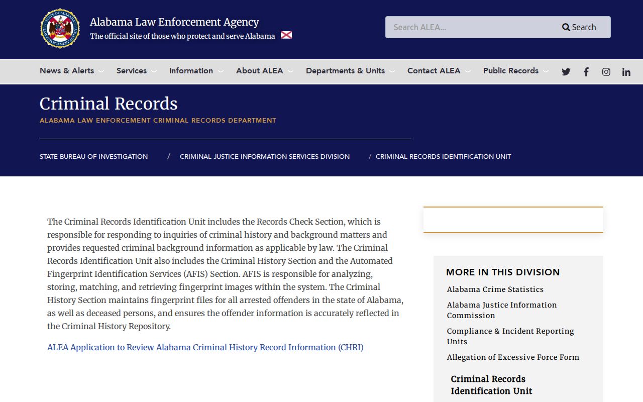 Baldwin County criminal court records ALEA criminal records unit